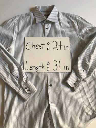 Camicia elegante Robert Graham blu chiaro grigio usata in ottime condizioni uomo taglia 42 large - Foto 8 di 8