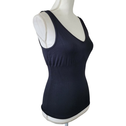 Vintage Bebe Camisole Tank Top Black Med/Large Shapewear Crossback V Neck Y2K - Picture 4 of 7