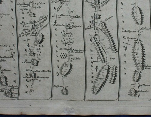 CHESTER TO CARDIFF, antique road map, SENEX, OGILBY, 70-71, 1762 - Picture 5 of 5