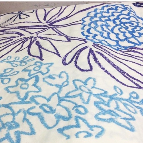 Ikea Blue Purple Abstract Floral Fabric 60" 2009 Kazuyo Nomura Retired 1 Yard - Picture 5 of 6