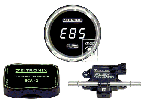 Zeitronix Ethanol E85 Content Analyzer ECA-2 Kit With Flex Fuel Sensor (white)