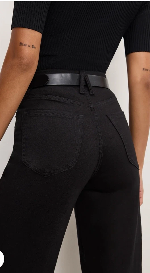 JEANS GOOD AMERICAN NUEVOS CON ETIQUETAS BUENA CINTURA RECORTADOS PALAZZO NUNCA DESVANECIDOS Talla 4 $150 Minorista Foto 2 de 3