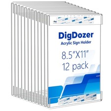 12 Pcs Acrylic Sign Holder 8.5 x 11, Vertical Wall Mount Sign Holders with Ad...