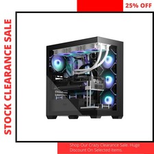 Gaming PC Case ATX Mid Tower ARGB Fans Glass Panel Case
