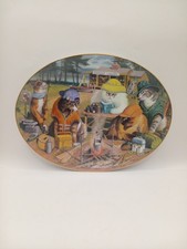 Porcelain Oval Plate: Catnip Lodge Cat Camp by Bryan Moore ~ Franklin Mint P
