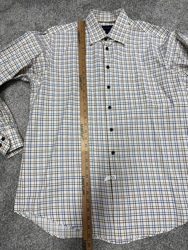 Scott Barber Long Sleeve Shirt Mens L Blue Checkered Plaid Button Down Dress - Picture 4 of 5