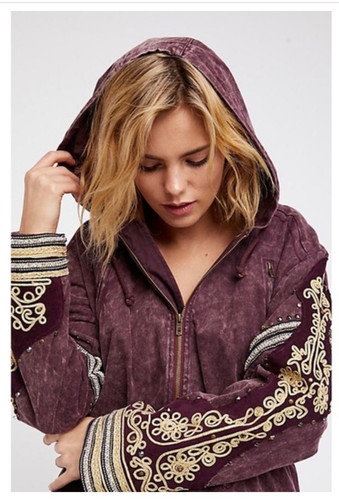 Free People Golden Quills Embroidered Parka Military Jacket - Picture 1 of 6