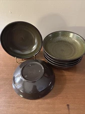 Franciscan Madeira 7” Soup Cereal Bowl Brown Olive Green Lot of 6 Bowls