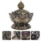 1pc Lotus Incense Burner Air Purification Censer Buddhist Supply (Light Brown)