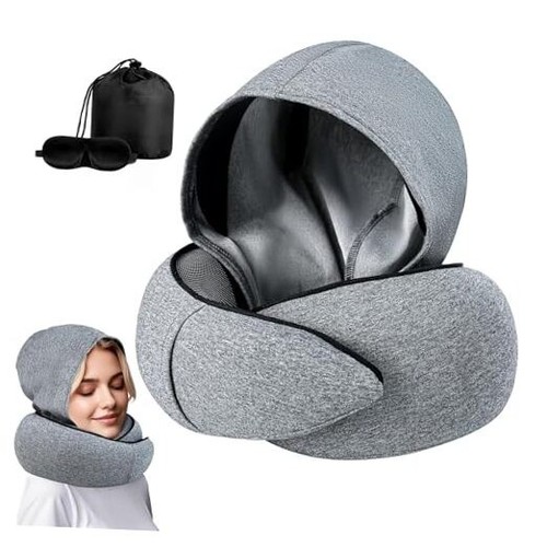 Airplane pillow for long flight - Memory foam travel pillow. Washable,