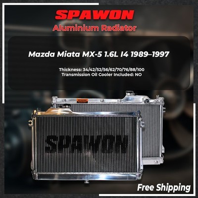 SPAWON 2 Row Racing Radiator Full Aluminum Mazda Miata MX-5 1.6L i4 1989-1997