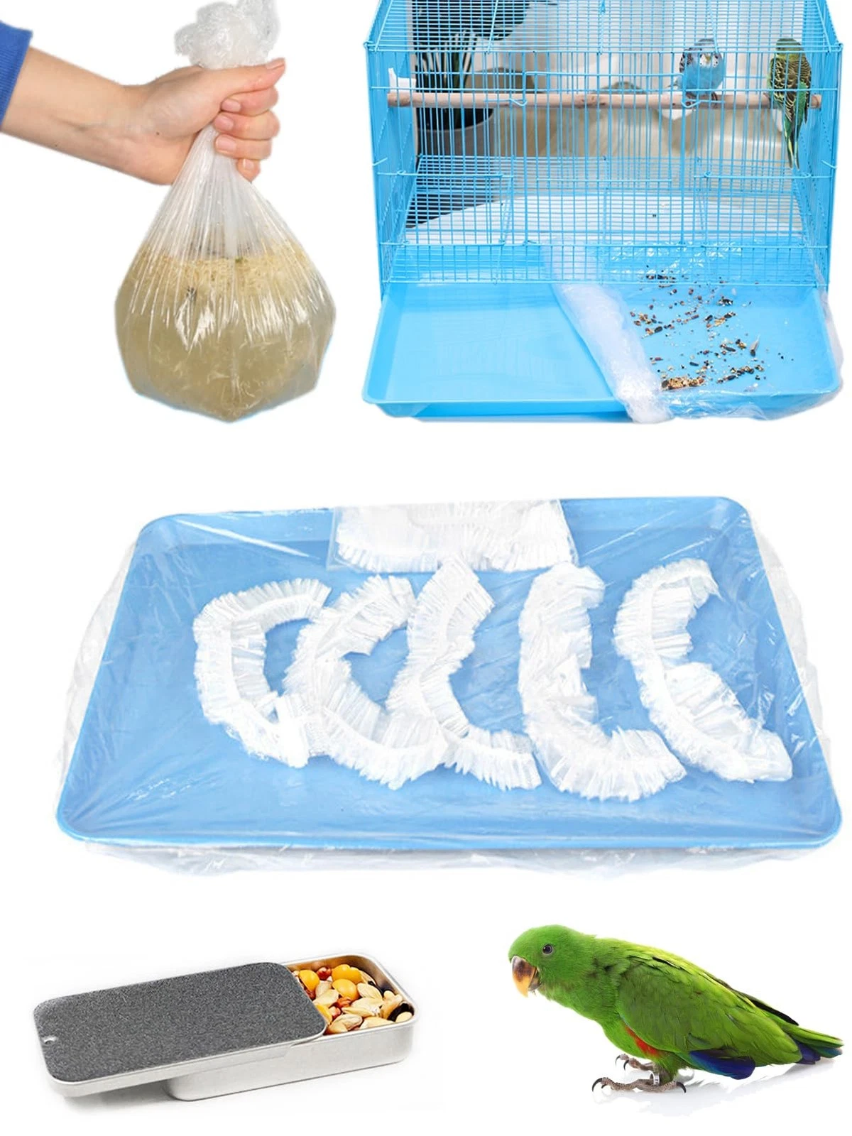 Disposable Bird Cage Liners Clear Plastic Parakeet Cage Liner Bag - 50 Pcs Pa...