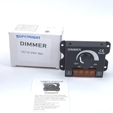  Supernight LED PWM Dimmer Switch Voltage Regulators DC12-24V 30A Black