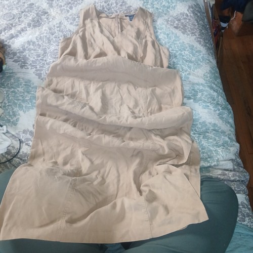Maxi abito Boston Proper 100% Tensel beige senza maniche scollo a V tg 16 versatile - Foto 2 di 5