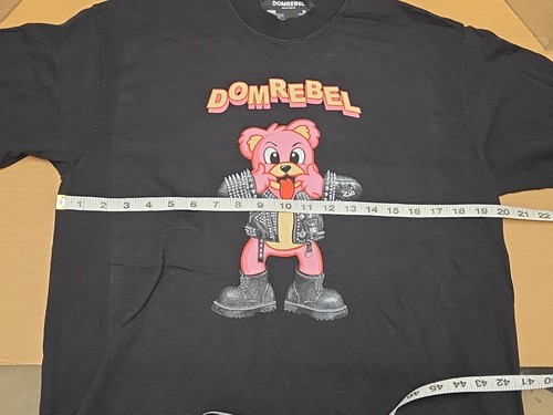 T-shirt Dom Rebel Montreal uomo taglia M nera rosa biker punk orso lingua fuori - Foto 6 di 8