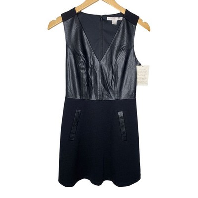 Boston Proper sleeveless faux leather dress black size 2