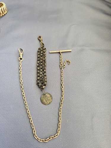 Lotto 2 Porta Orologi Vintage Catena Oro Riempita E Metallo In Condizioni Usate V6 - Foto 2 di 13