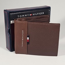 Tommy Hilfiger Men's Bifold Brown Tan Genuine Leather RFID Wallet 31HP220139