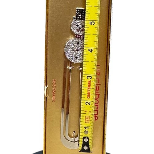 Vintage Liz Claiborne Schneemann Strass Lesezeichen Weihnachten Urlaub Dekor mit Box Geschenk - Bild 13 von 14
