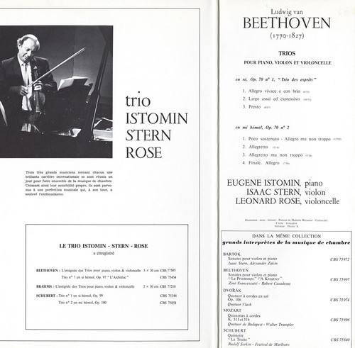 BEETHOVEN 2 Piano Trios Op.70 ISTOMIN STERN ROSE CBS-75855 French Gatefold NM - Picture 2 of 3