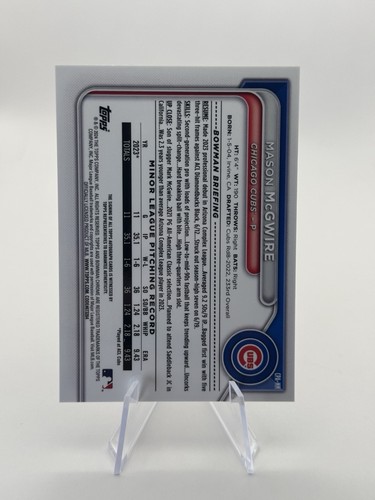 2024 Mason McGwire Bowman Chrome Prospect Auto Purple Refractor /250 Cubs - Picture 2 of 2