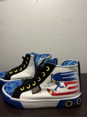Sonic The Hedgehog Kids High Top Sneakers Blue White Black Canvas Size 2
