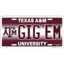Texas A M Aggies NCAA "Gig'em" License Plate