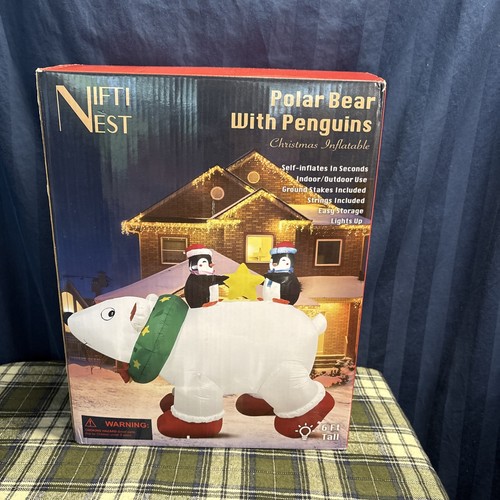 Suntisfy Orso Polare con Pinguini Natale Gonfiabile 2021 6 Ft. Alto S3 - Foto 1 di 11