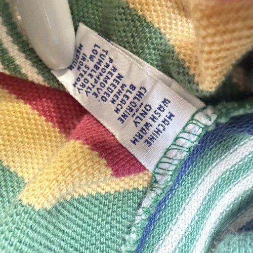 Vintage Polo Ralph Lauren Herren Hemd helle Streifen Baumwolle Piqué Poloshirt XL - Bild 7 von 7