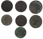 x7 Old British Farthing & Halfpenny Coins – Includes Non-Regal Issue – Bulk Lot