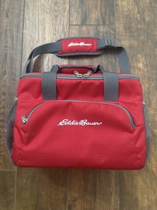 Red Eddie Bauer Softside Zippered Cooler With Handle And Shoulder Strap