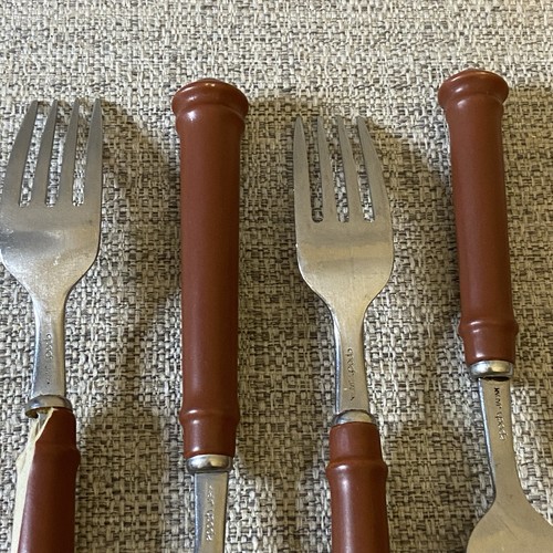 Vintage Epoche Japan Bakelit Stil Besteck braune Griffe Mid Century rustikal - Bild 8 von 24