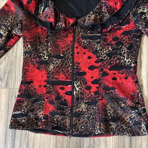 Frank Lyman Animal Print Damen 8 Top Rüschen Burnout Classic Boho Whimsgoth - Bild 4 von 10