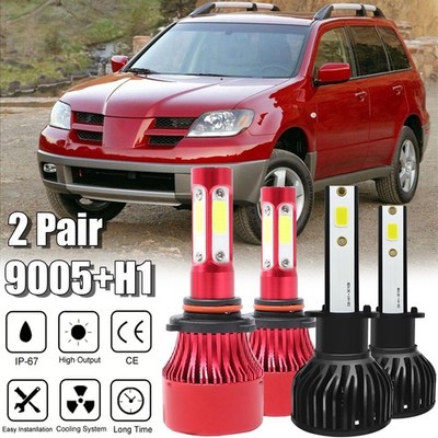 For Subaru Forester 2006-2008 9005+H1 LED Headlight Bulbs White Hi/Low Beam 4Pcs