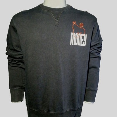 Money Clothing Herren Sweatshirt Schwarz Rundhals Spruch Logo Streetwear Gr. M