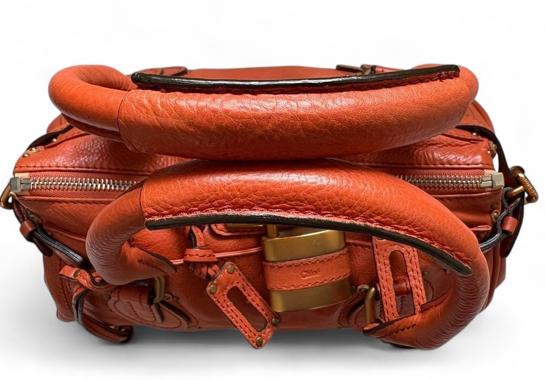 Chloe Paddington Orange Leather Shoulder Handbag Y2K w/ Gold