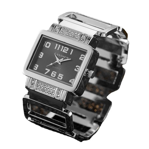 Reloj elegante de diseño estilo pulsera diamante cuadrado oro de lujo para mujer - Imagen 2 de 11