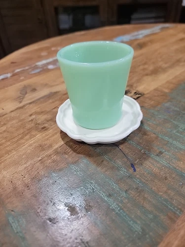 Vintage Fire King Jadeite Mug D Anchor Hocking Oven Proof Coffee Tea With Plate