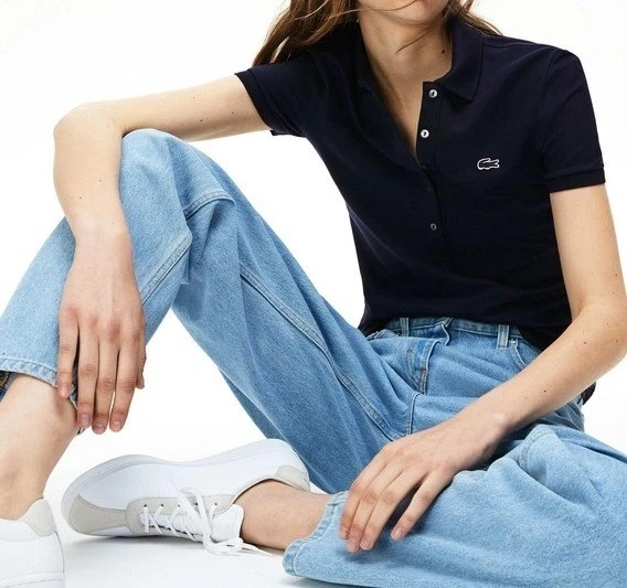 LACOSTE Women's Polo Slim Fit Stretch Mini Cotton Piqué Polo BNWT