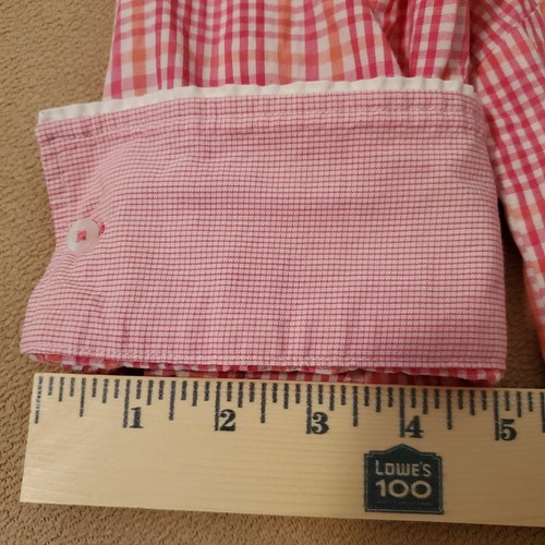 Haggar Damen Medium Hemd Rosa Kontrast Bündchen Doppelkragen Karo Karo Gingham - Bild 17 von 23