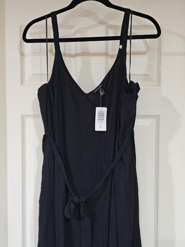 NWT Torrid Women's 4X Wide Leg Rayon Blend Crop Slub Easy Culotte Jumpsuit Black - Picture 6 of 11