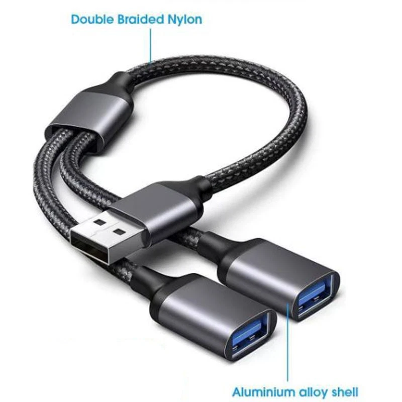 USB Splitter 1 zu 2, USB Doppelstecker Y Kabel Verteiler 1 auf 2 Adapter, Dual P - Bild 2 von 4