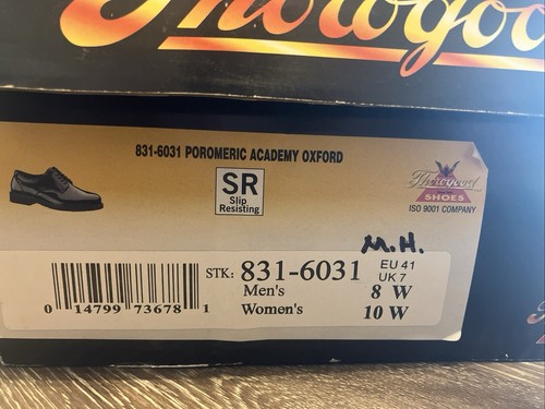 NIB THOROGOOD POROMERIC ACADEMY OXFORD SHOES 831-6031 BLACK Men’s 8W Women’s 10W - Picture 6 of 6