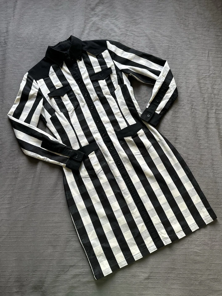 Редкий FRED PERRY AMY WINEHOUSE подпоясанный Gingham рубашка платье Mod 50-х вырезка Великобритании 10 - Изображение 2 из 4