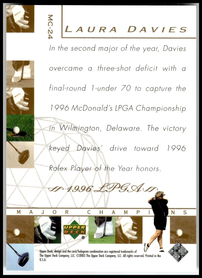 2003 Upper Deck #MC-24 Laura Davies Major Champions - Image 2 of 2
