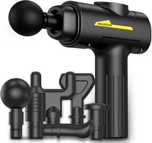 Black Massage Gun with 6 Speeds and 6 Heads