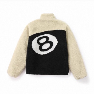 stussy 8 Ball Sherpa Jacket Lサイズ STUSSY 8 Ball Reversible Sherpa Fleece Jacket Green Size XL