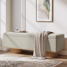 50.39-Inch Upholstered Shoe Bench with Flip Up Storage for Entryway, Living Room