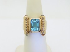 Aquamarine Rings 14k Gold Vintage Jewelry Gifts March Birthstone Size 5.25 R762