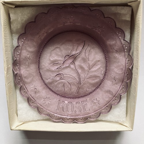 Rose Flower Art Glass Thornton Burgess Herb VTG Pairpoint Lead Crystal Cup Plate - Picture 5 of 7